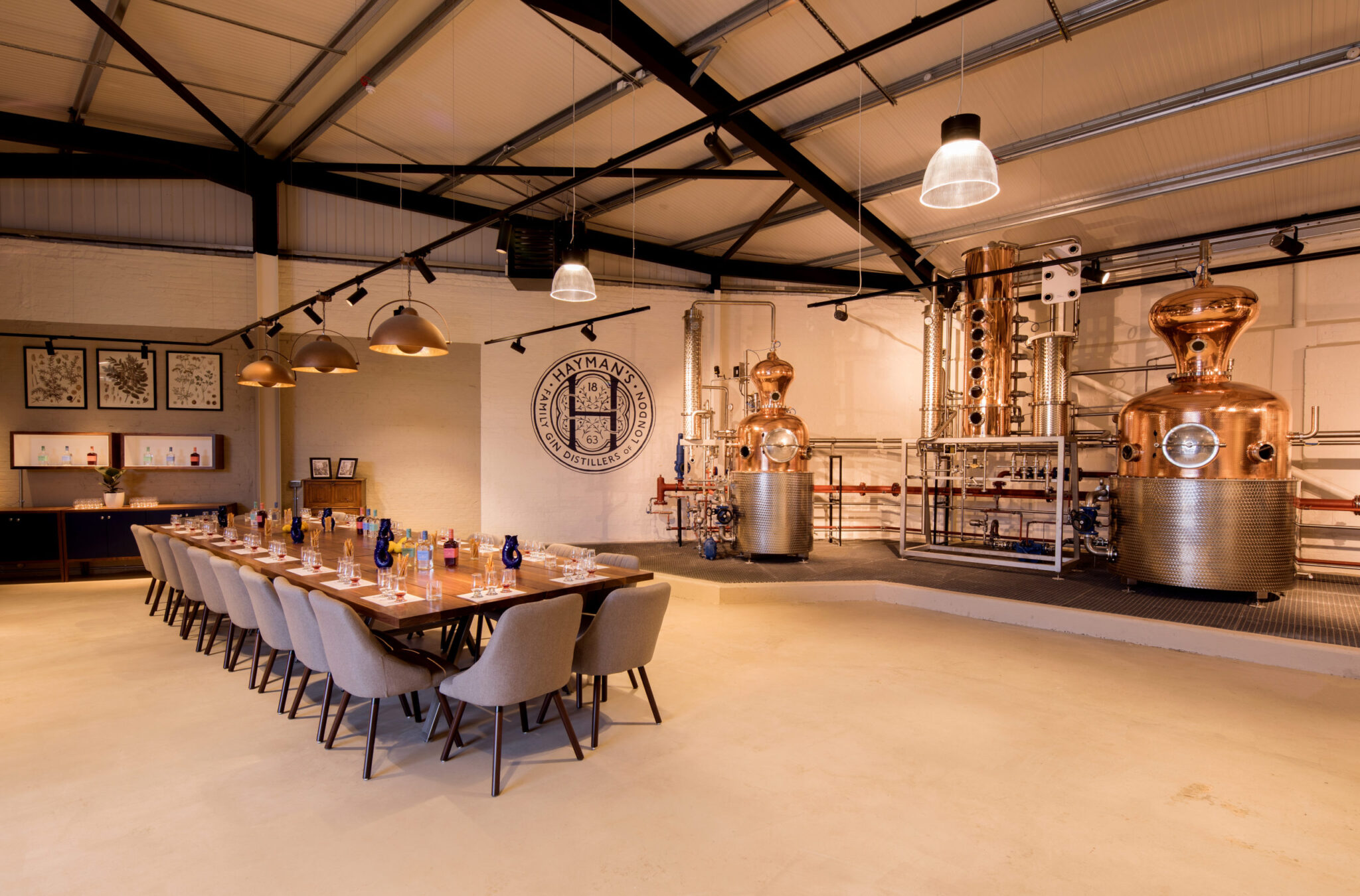 Hayman's distillery Tasting table and stills