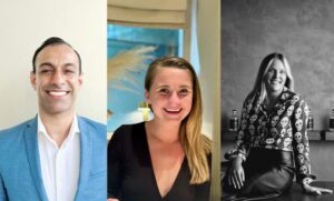 New Hires at Four Pillars: Karan Tuli as Head of Asia (L), Ellie Nash as Head of EMEA (C), and Jen Bailey as Head of the Americas (R).