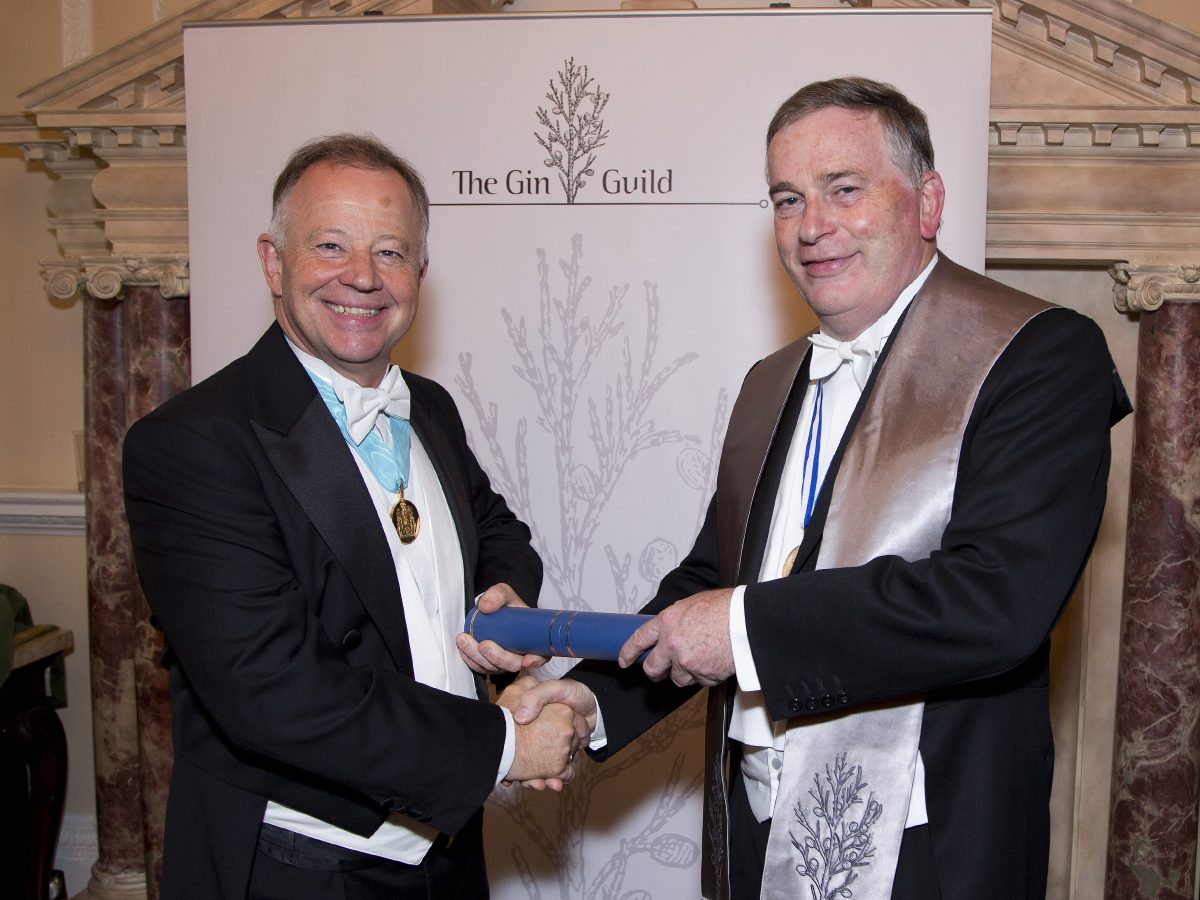 Ian Harris joining the Gin Guild in October 2013 - welcomed by Grand Rectifier Christopher Hayman