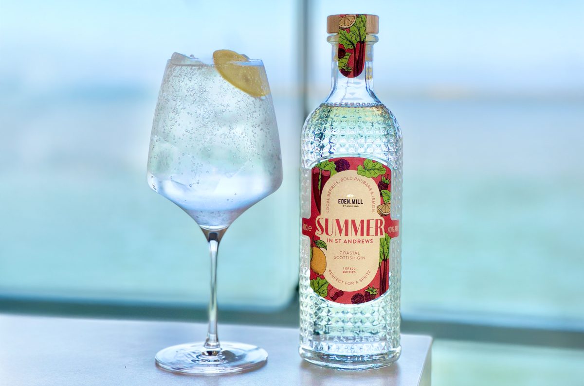 Eden Mill Summer in St Andrews Gin with G&T glass