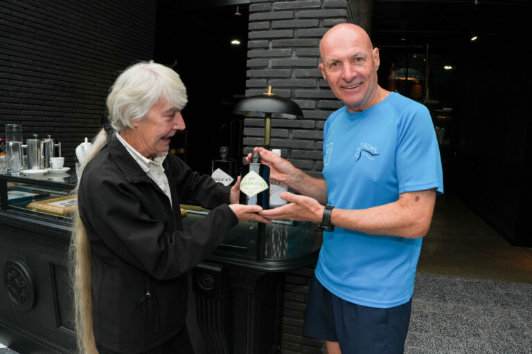 Lesley Gracvie and Neil Barker with Hendrick's Ecosse Limited Edition Gin in aid of the Drinks Trust
