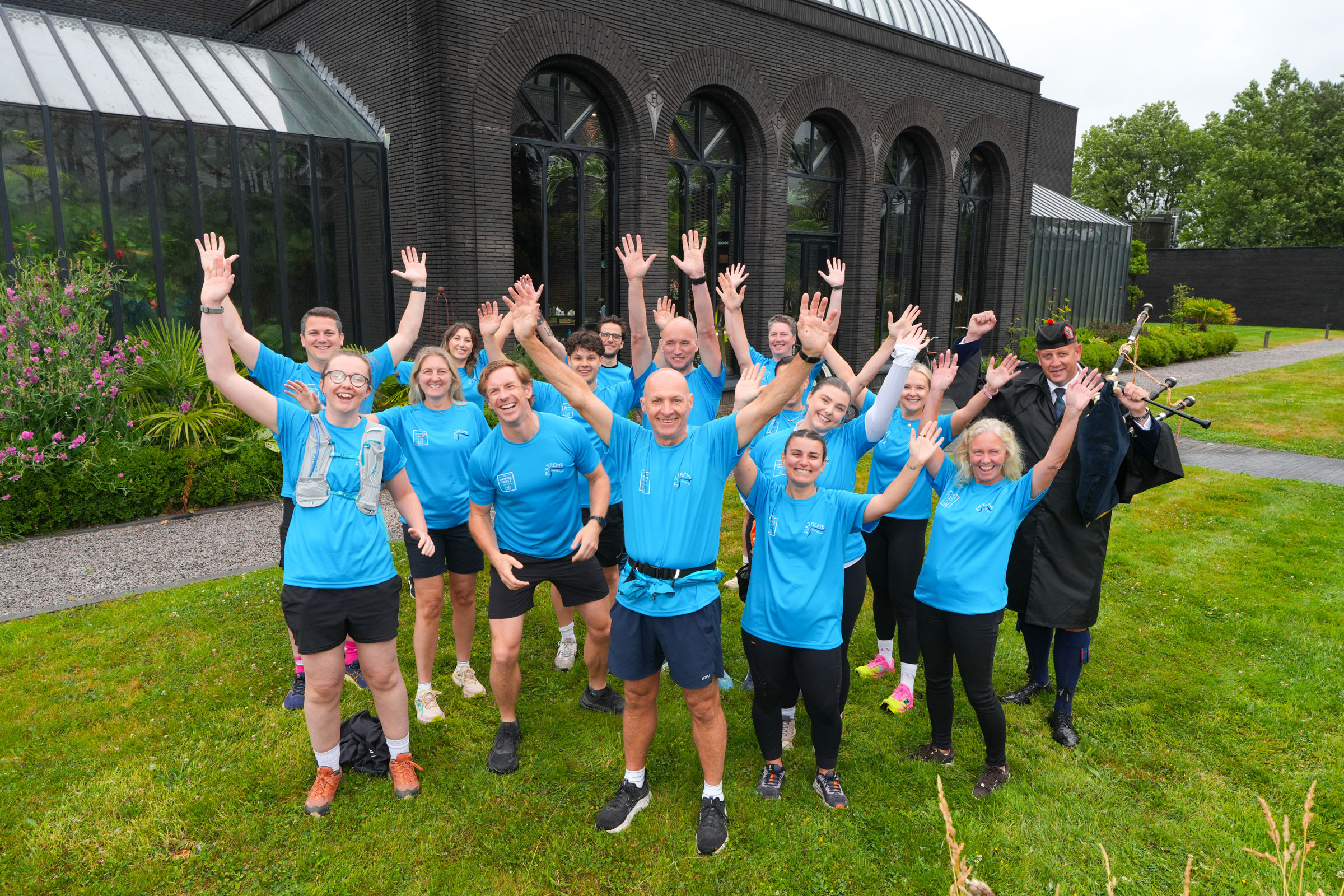 Neil Barker and his team setting off from the Hendrick's Gin Palace for their 6 day Marathon Challenge for the Drinks Trust